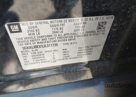 2018 GMC Terrain Sle z USA, uszkodzony, nr VIN 3GKALMEX0JL311736